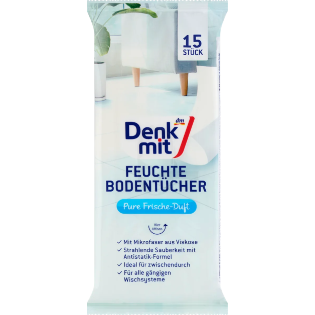 Серветки для підлоги Denkmit Pure Frische, 15 шт