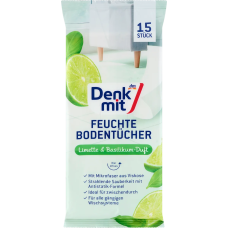 Вологі серветки для підлоги Denkmit Лайм та базилік, 15 шт
