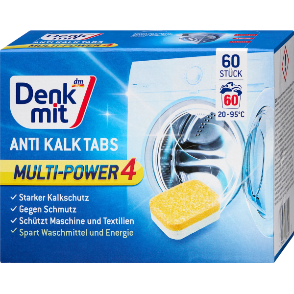 Таблетки від вапняних відкладень для пральної машини антикальк Denkmit, 60 шт