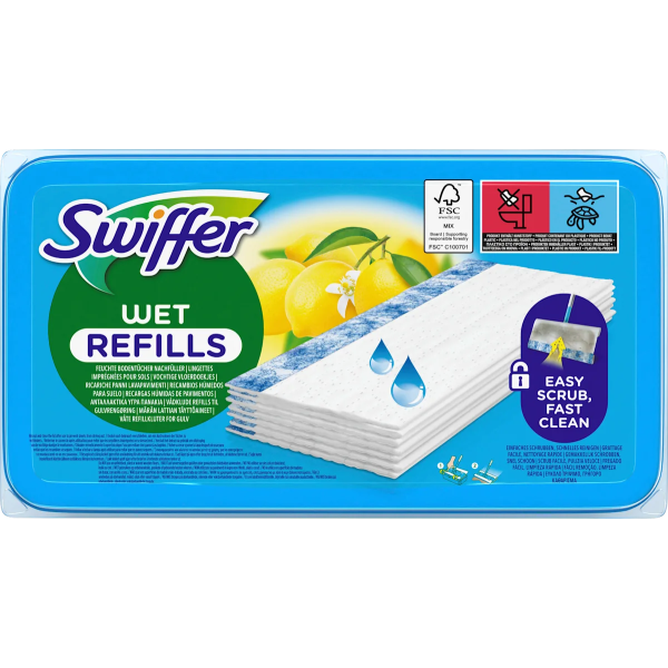 Змінні вологі серветки для швабри Swiffer Wet з ароматом лимона, 24 шт