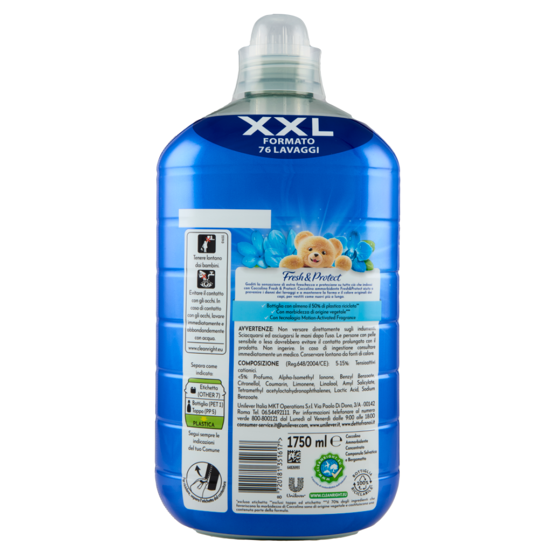 Кондиціонер для прання концентрат COCCOLINO Fresh&Protect Campanula Selvatica & Bergamotto 76 прань, 1750 мл
