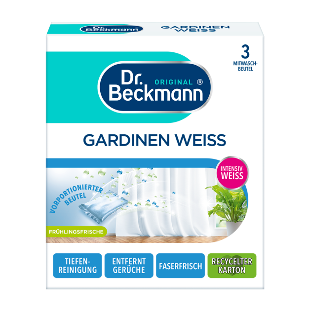 Засіб для прання штор, сіль для прання гардин Dr. Beckmann 3 мішечки х 40 г
