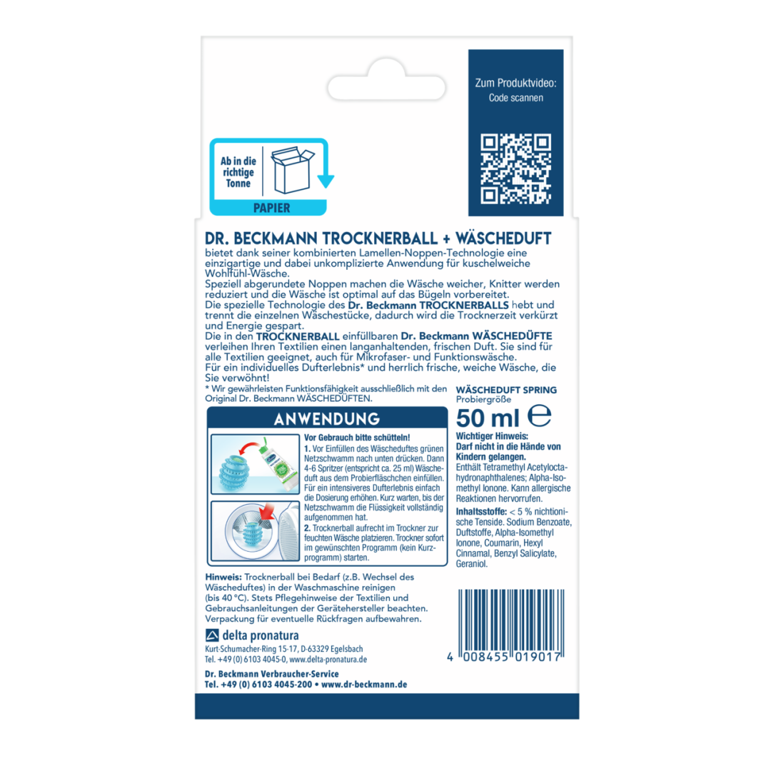 Куля для сушильної машини + ароматизатор для білизни Dr. Beckmann Trocknerball + Wäscheduft, 1 шт