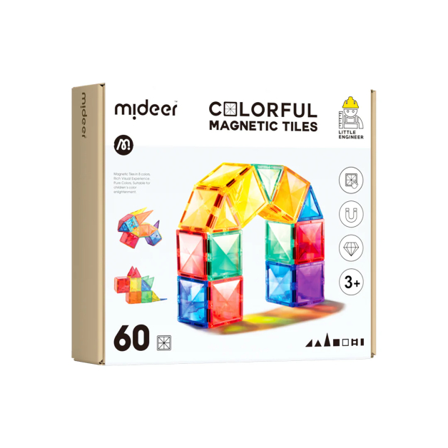 Магнітний конструктор Mideer Кольорові плитки, 60 деталей CT1210