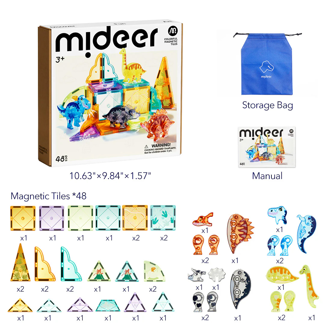 Магнітний конструктор Mideer Пригоди Юрського періоду, 48 деталей MD1499