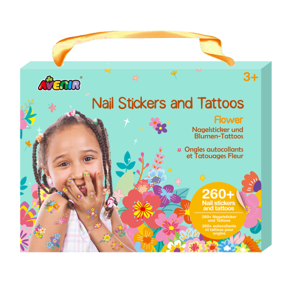 Набір наліпок на тіло та нігті "Квіти", 260 наліпок