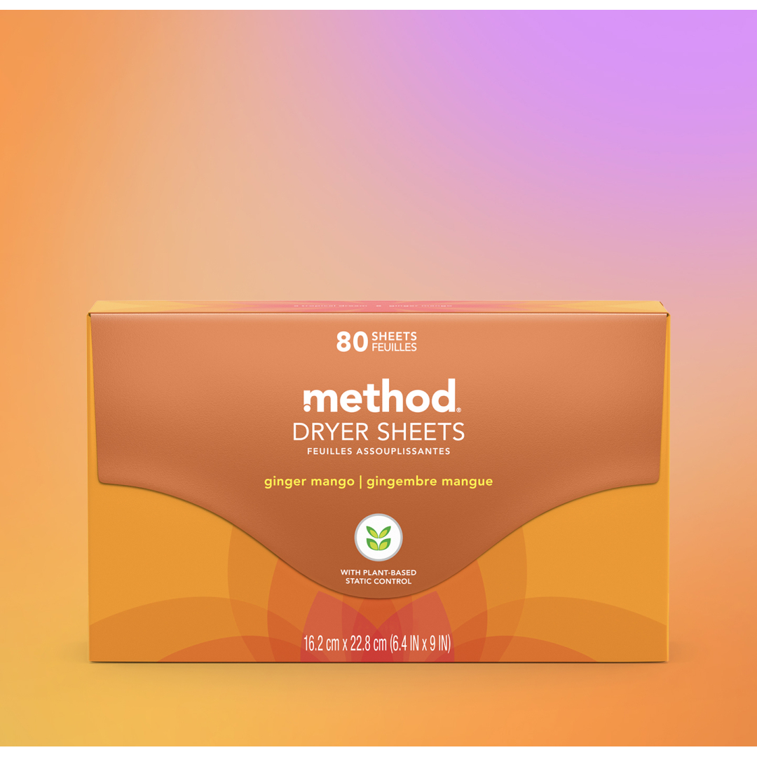 Серветки для сушильної машини манго імбир METHOD ginger mango dryer sheets, 80 шт