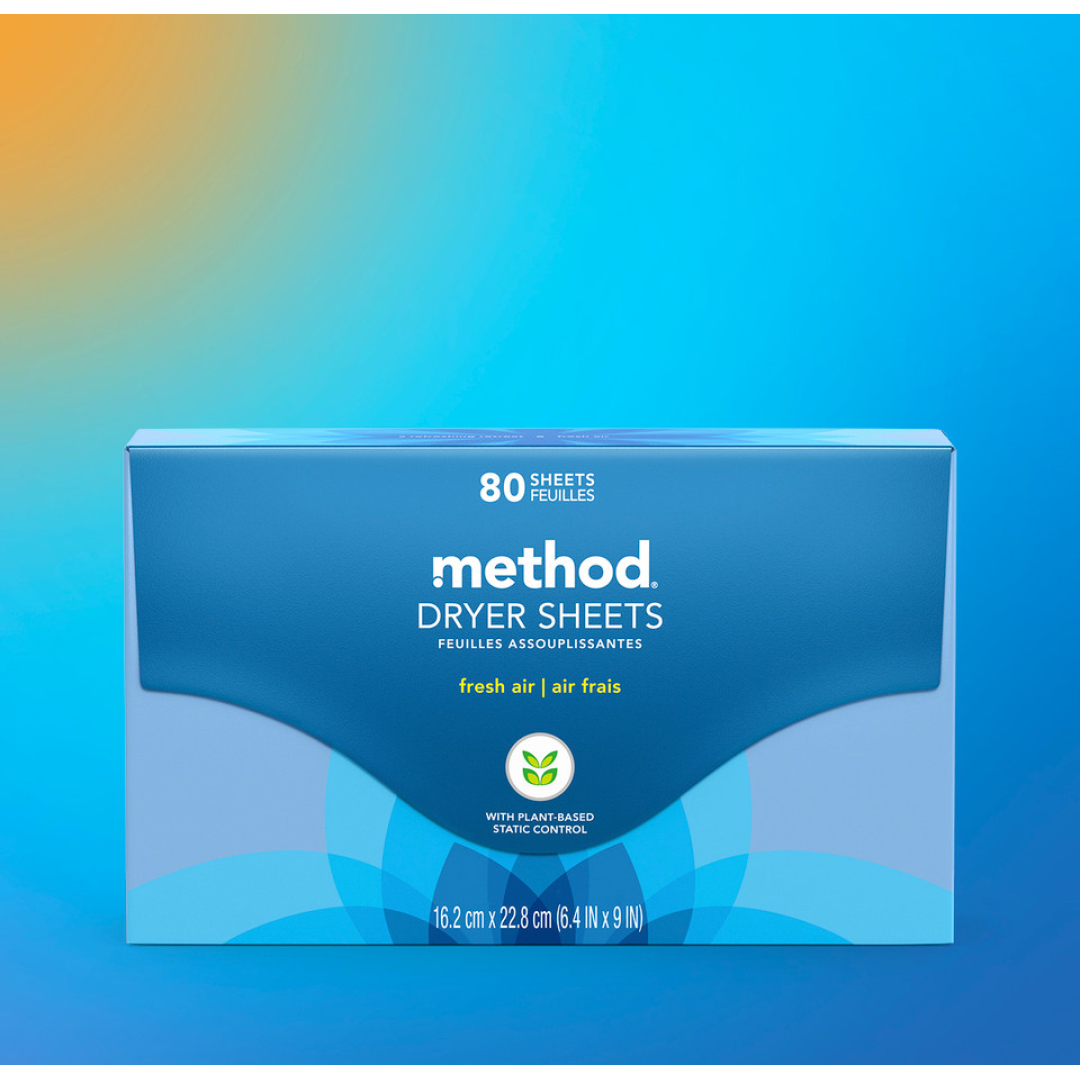 Серветки для сушильної машини свіжість METHOD dryer sheets - fresh air, 80 шт