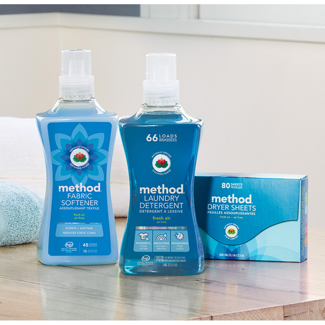 Серветки для сушильної машини свіжість METHOD dryer sheets - fresh air, 80 шт