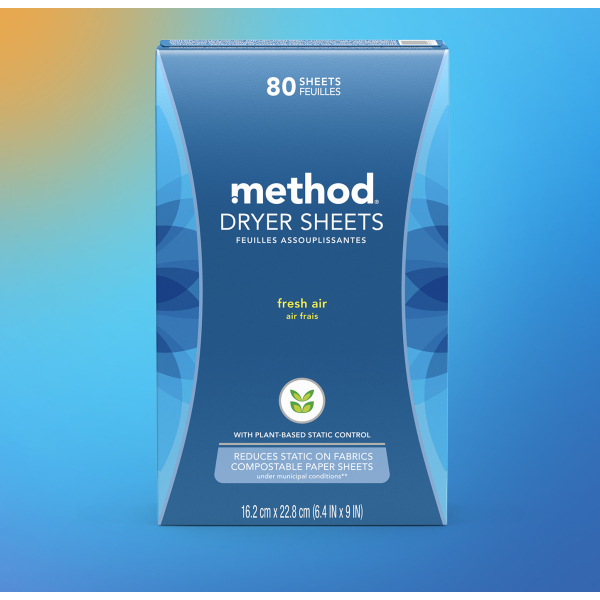 Серветки для сушильної машини свіжість METHOD dryer sheets - fresh air, 80 шт