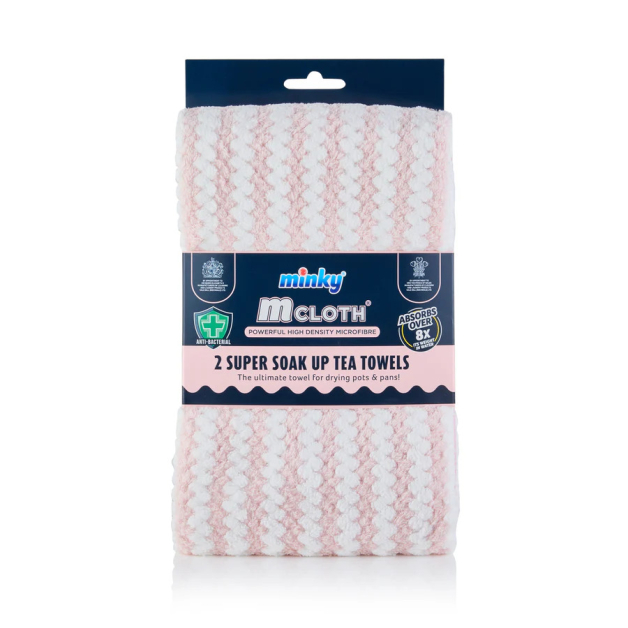 Кухонний рушник супер поглинаючий набір 2 шт рожевий 70 х 40 см Minky Mcloth® Super Soak Up Tea Towels 2 Pack - Pink