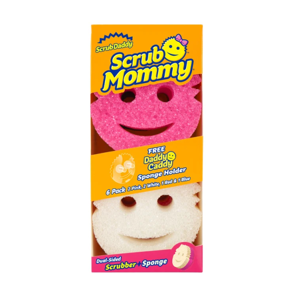Набір 6 різнокольорових губок Scrub Mommy + Daddy Caddy тримач Scrub Mommy 6 Count with Free Daddy Caddy