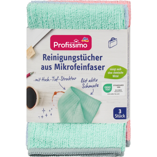 Серветки з мікрофібри Profissimo Reinigungstucher Mikrofeinfaser, 3 шт