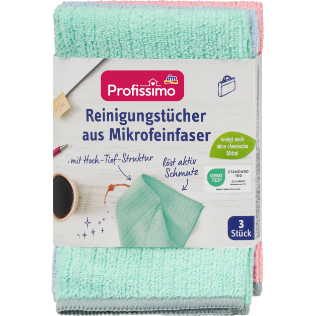 Серветки з мікрофібри Profissimo Reinigungstucher Mikrofeinfaser, 3 шт