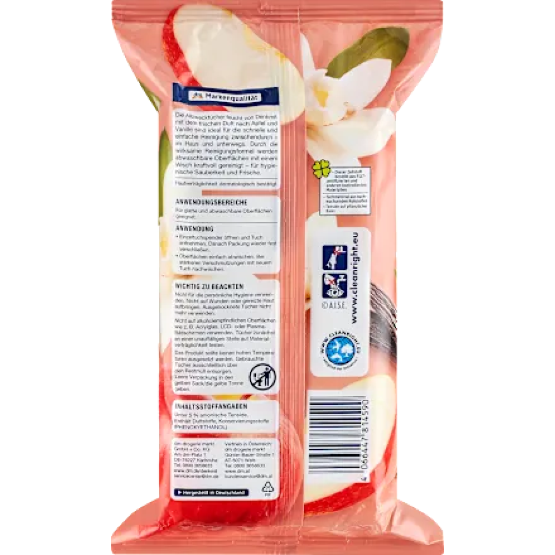 Вологі серветки універсальні яблуко Denkmit Feuchte Allzwecktücher Feeling Smooth, 80 шт
