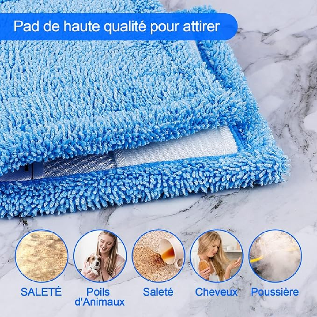 Багаторазова насадка на швабру swiffer моп з мікрофібри на липучках, блакитна 30 х 14 см Keepow, 1 шт