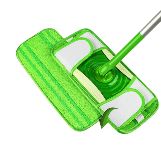 Багаторазова насадка на швабру swiffer моп з мікрофібри на липучках, зелена 30 х 14 см Keepow, 1 шт