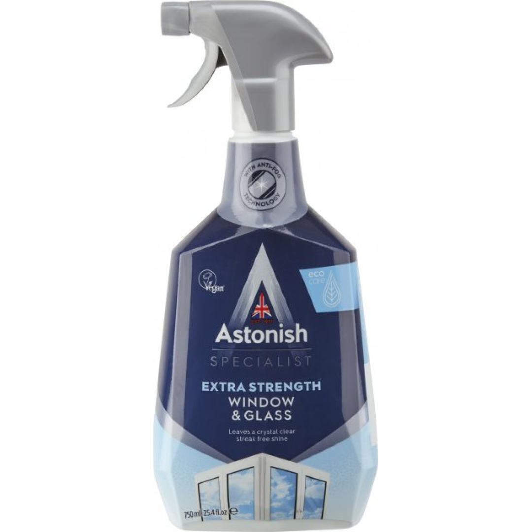 Спрей для миття вікон та скла з ефектом анти-запотівання ASTONISH, 750 мл