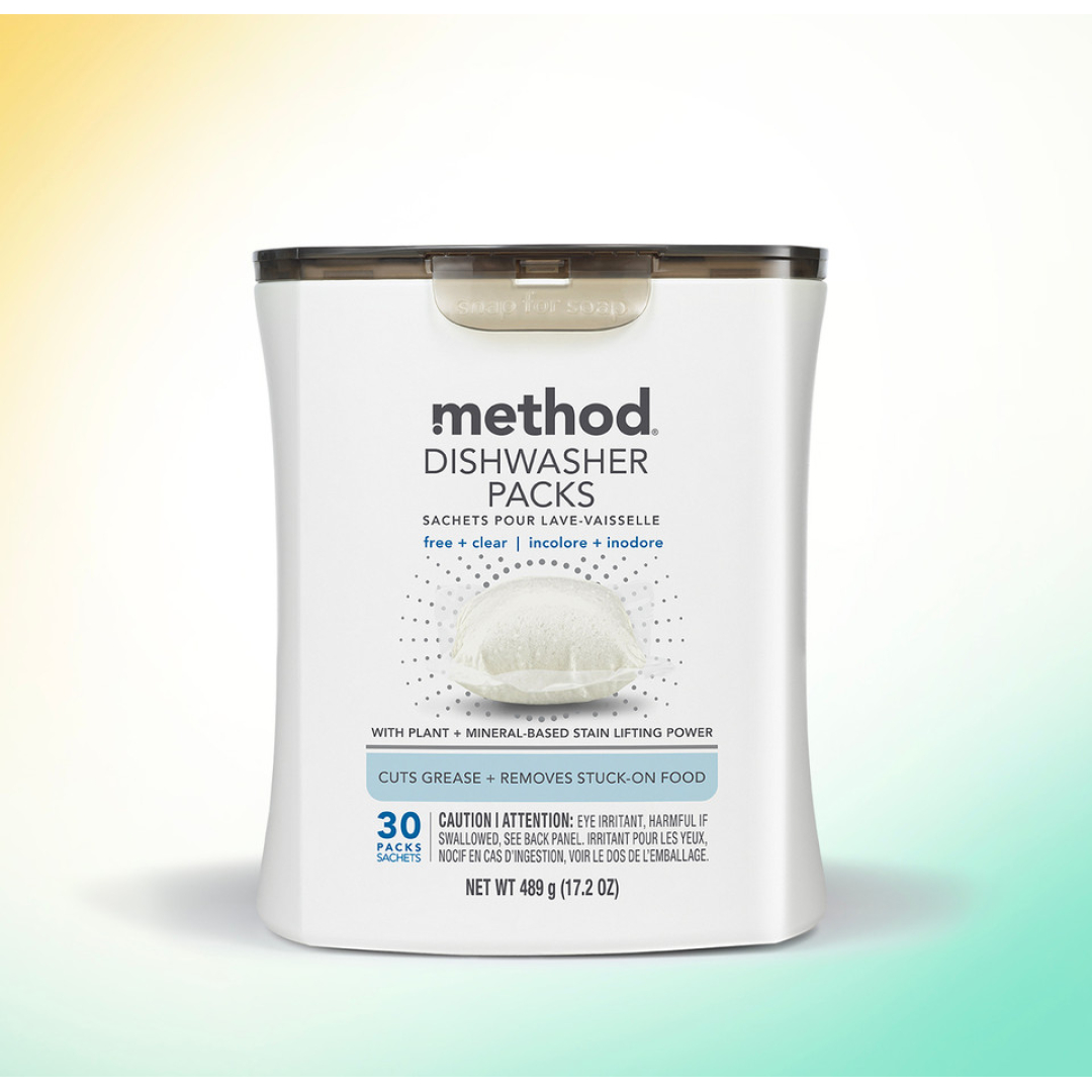 Капсули для посудомийної машини БЕЗ АРОМАТУ all-in-1 METHOD free + clear  dishwasher packs, 30 шт