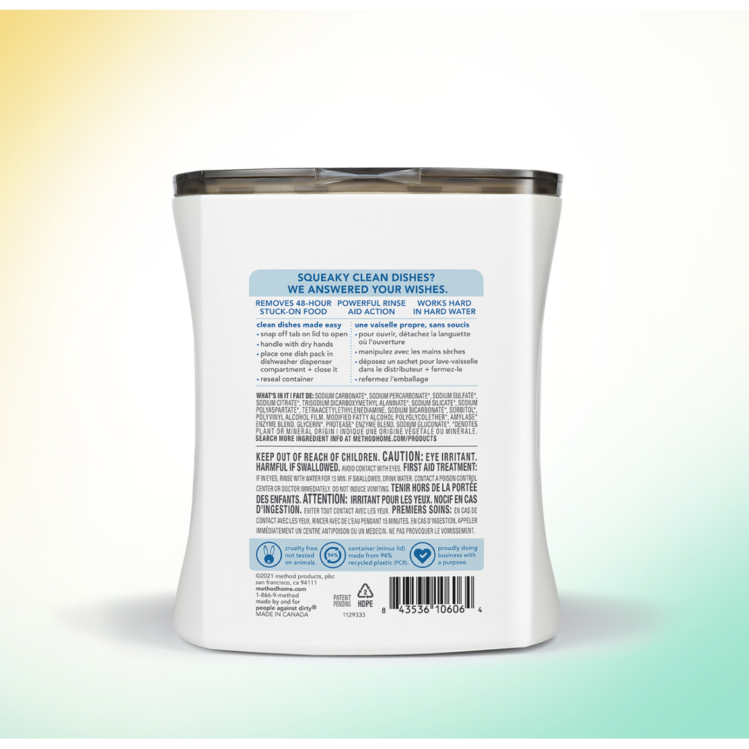 Капсули для посудомийної машини БЕЗ АРОМАТУ all-in-1 METHOD free + clear  dishwasher packs, 30 шт