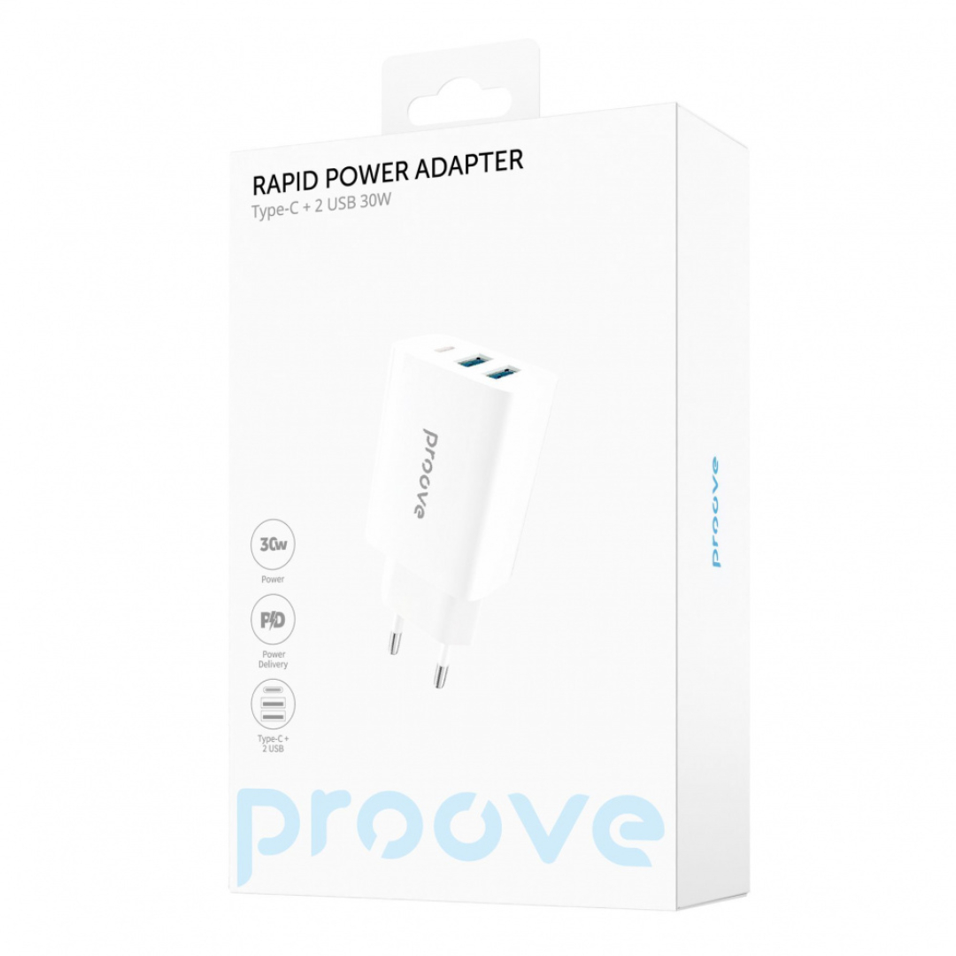 Мзп Proove Rapid 30W (2 USB + Type-C) white