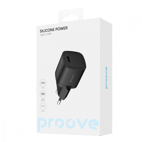 Швидка зарядка Proove Silicone Power 20W (Type-C) black