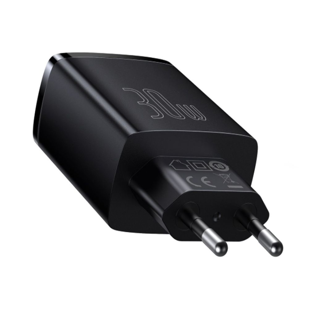 Швидка зарядка Baseus 30W QC+ PD (1Type-C + 2USB) Compact Quick Charger black
