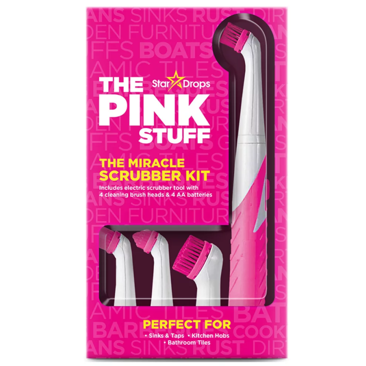 Щітка для прибирання The Pink Stuff Scrubber Kit, 4 насадки за